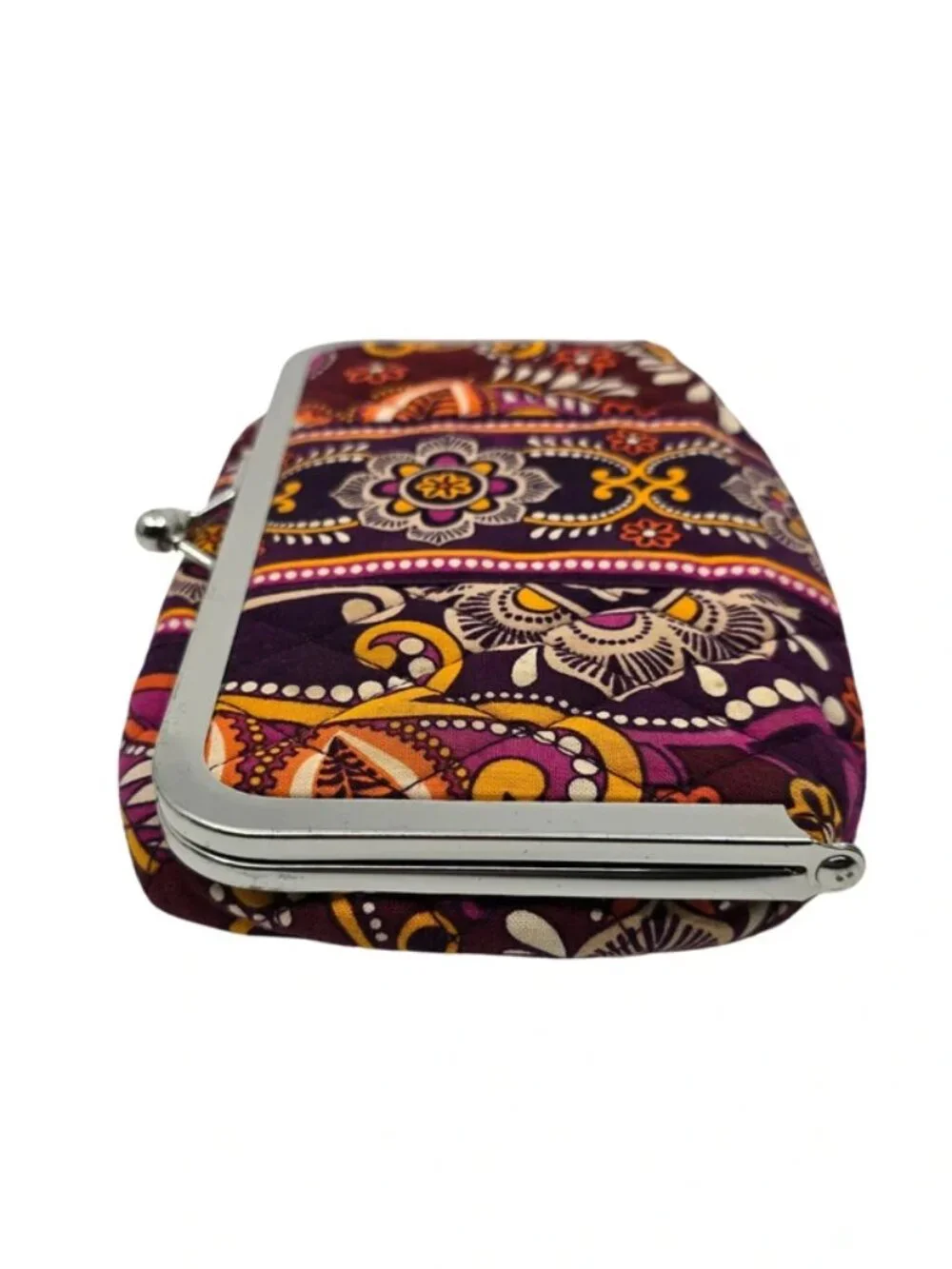 Vera Bradley Kiss & Make up Kiss Lock Make Up Cosmetic Bag w. Plastic Liner - Picture 4 of 9